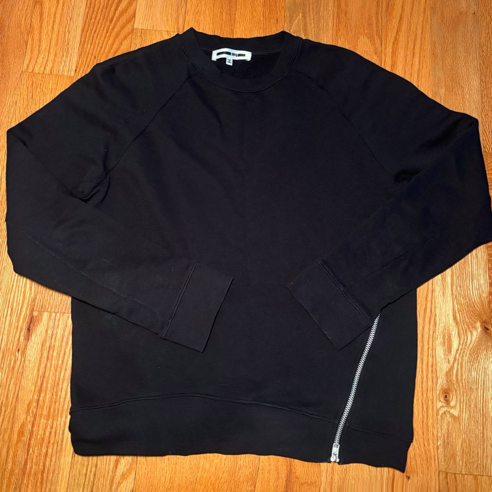 Alexander McQueen Black Crewneck Sweatshirt with Side Zip